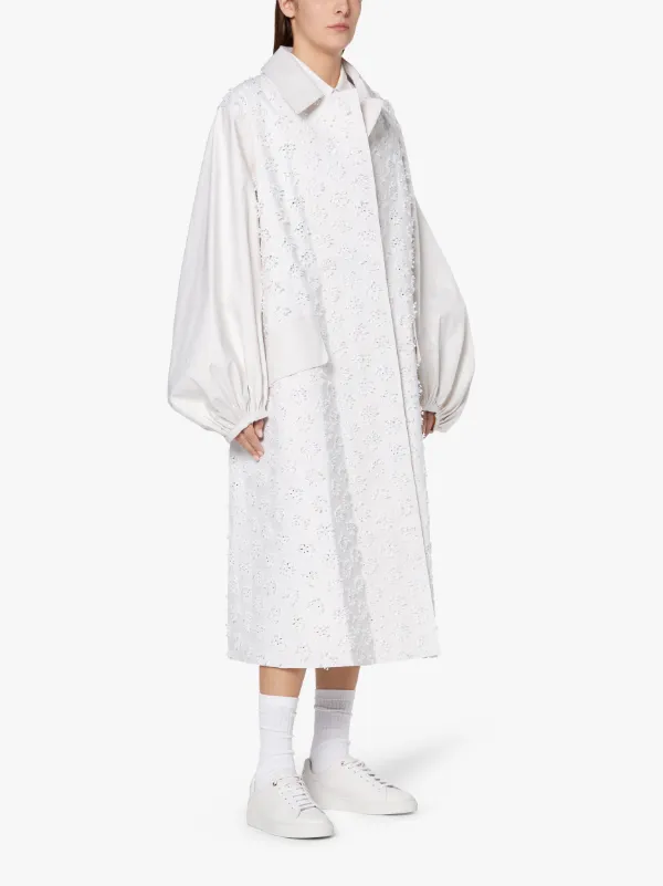 CECILIE BAHNSEN Ecru Bonded Cotton Blend Coat