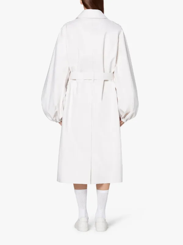 CECILIE BAHNSEN Ecru Bonded Cotton Blend Coat