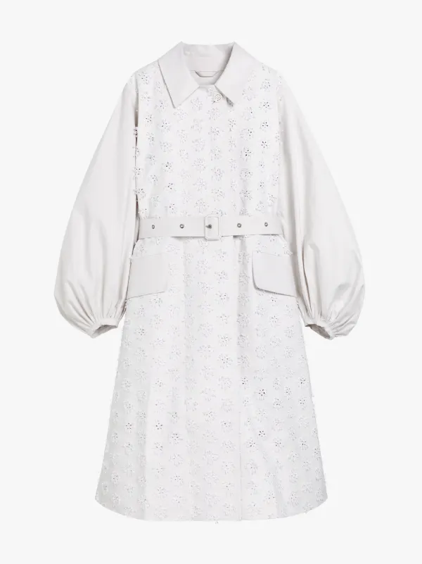 CECILIE BAHNSEN Ecru Bonded Cotton Blend Coat