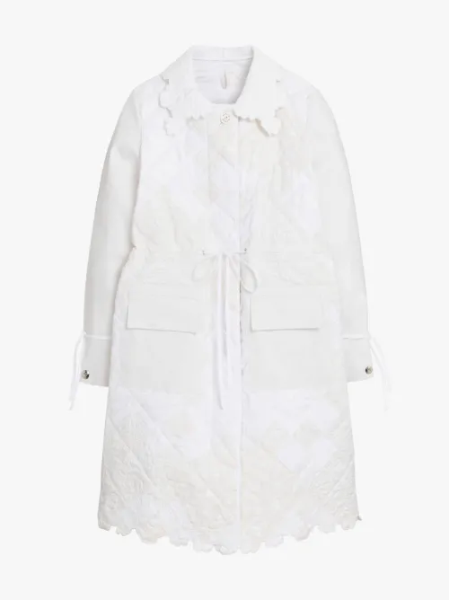 CECILIE BAHNSEN Ecru Cotton Blend Patchwork Coat