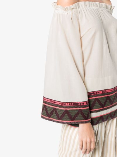 off-shoulder zig zag embroidered cotton top展示图