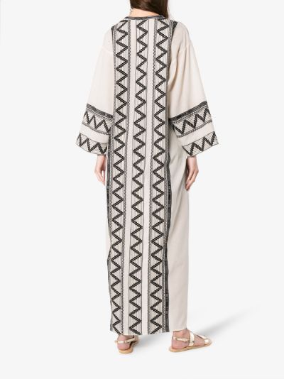 zig zag embroidered cotton kaftan jacket展示图