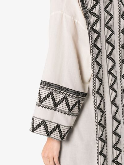 zig zag embroidered cotton kaftan jacket展示图