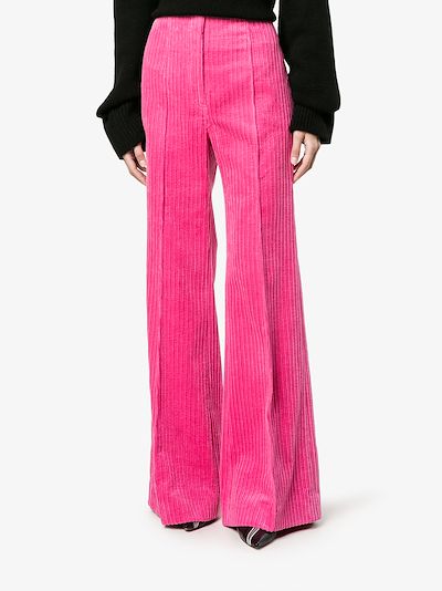 pink flared trousers