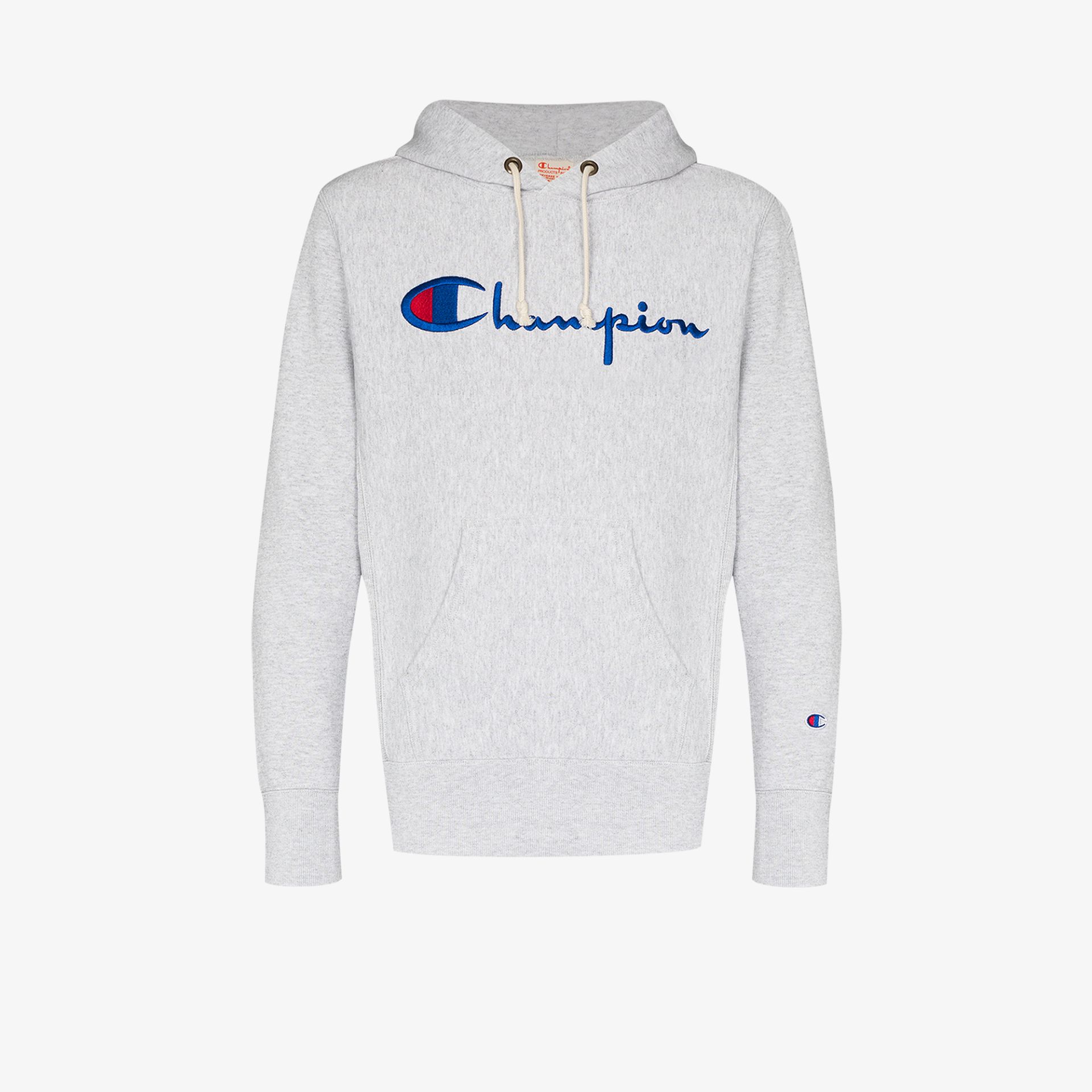 champion hoodie logo on sleeve