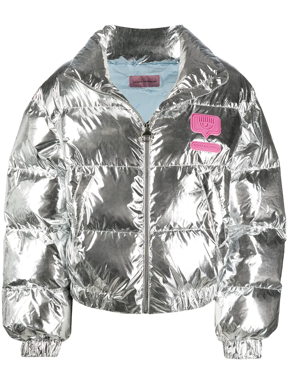 cropped metallic puffer jacket