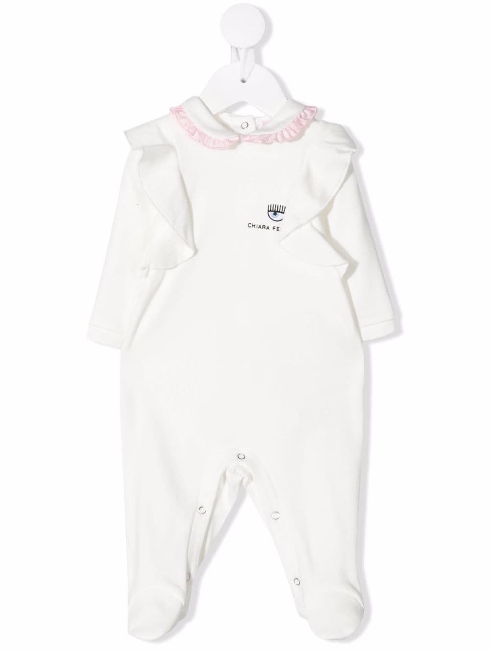 Logo Embroidered Cotton Pyjamas Chiara Ferragni Kids Eraldo Com