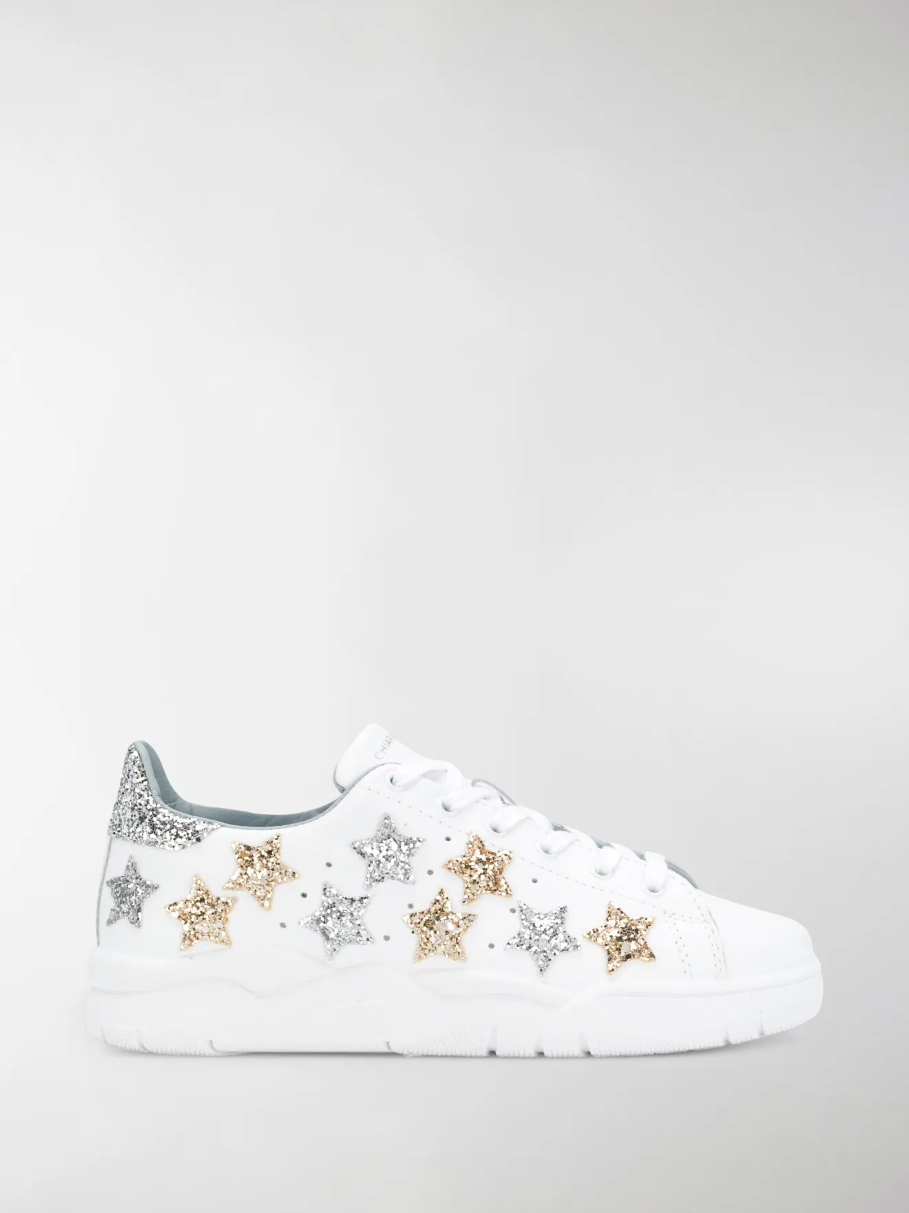 Chiara Ferragni Autunno Inverno 18/19 sneaker bianca dettagli stelle  glitterate - CF 2071 WHITE/SILVER/GOLD