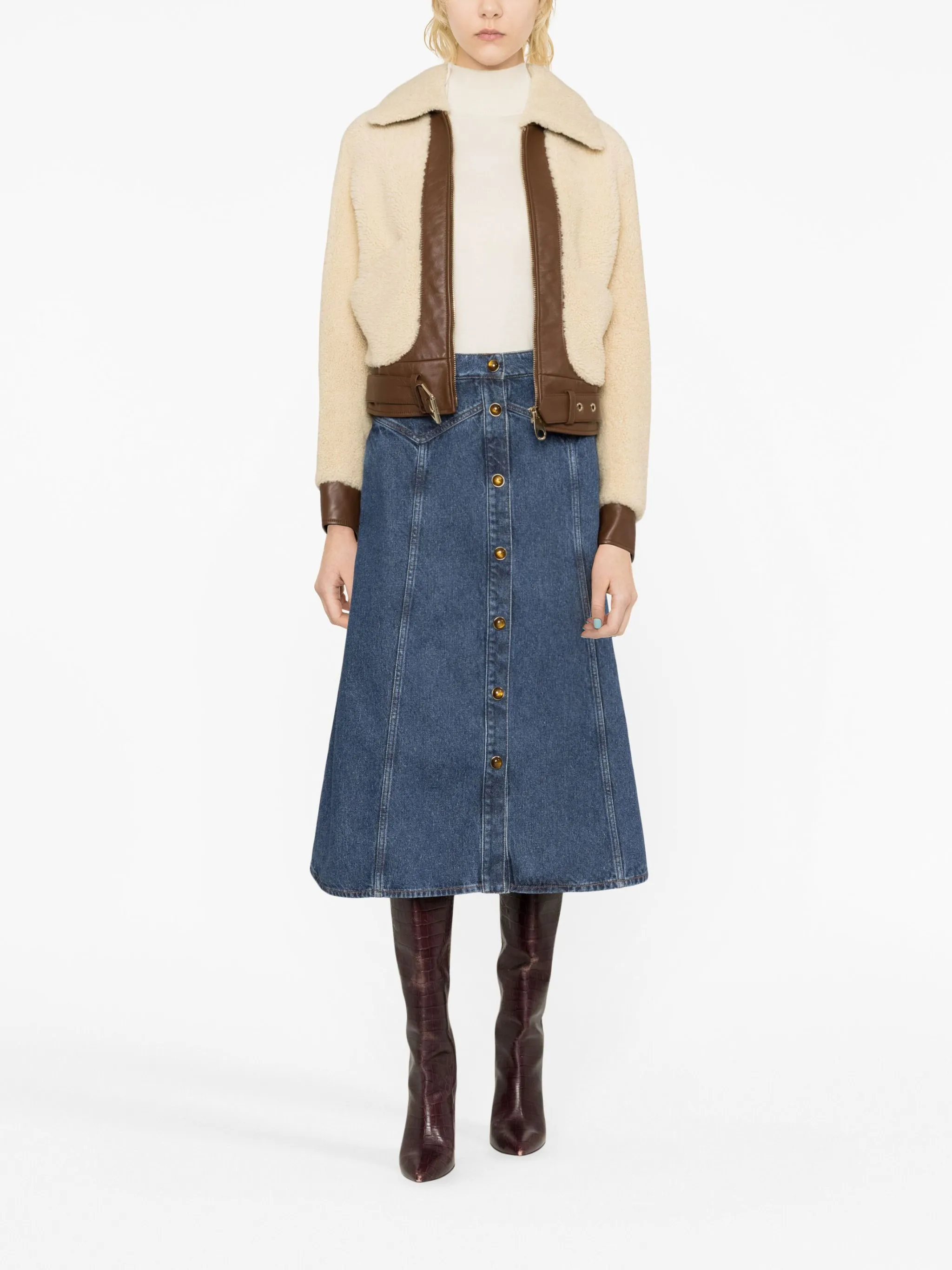Chloé A-line button-up denim skirt | Eraldo.com FR
