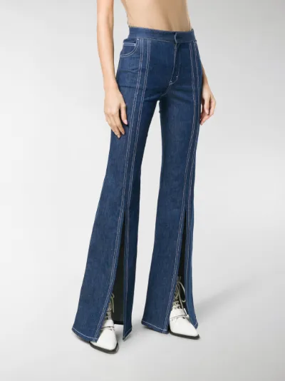 split hem flare jeans
