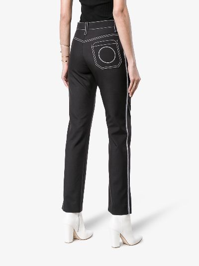 white stitch black pants