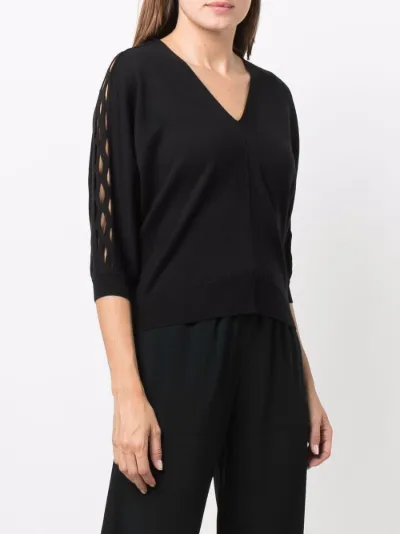 black fine knit top