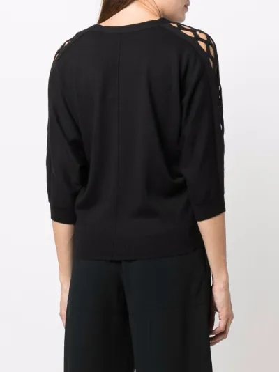 black fine knit top