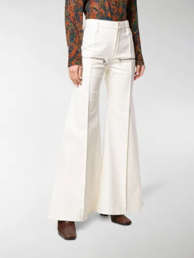 beige flared jeans