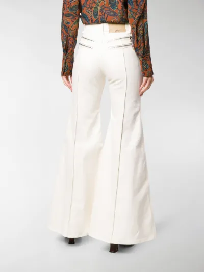 beige flared jeans