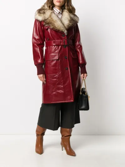fur lined leather coat