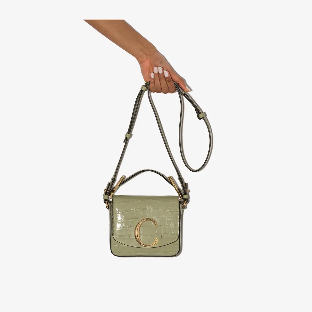 green croc shoulder bag