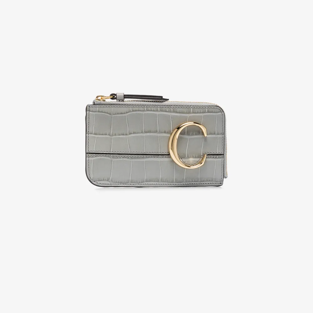 chloe round mini leather coin purse