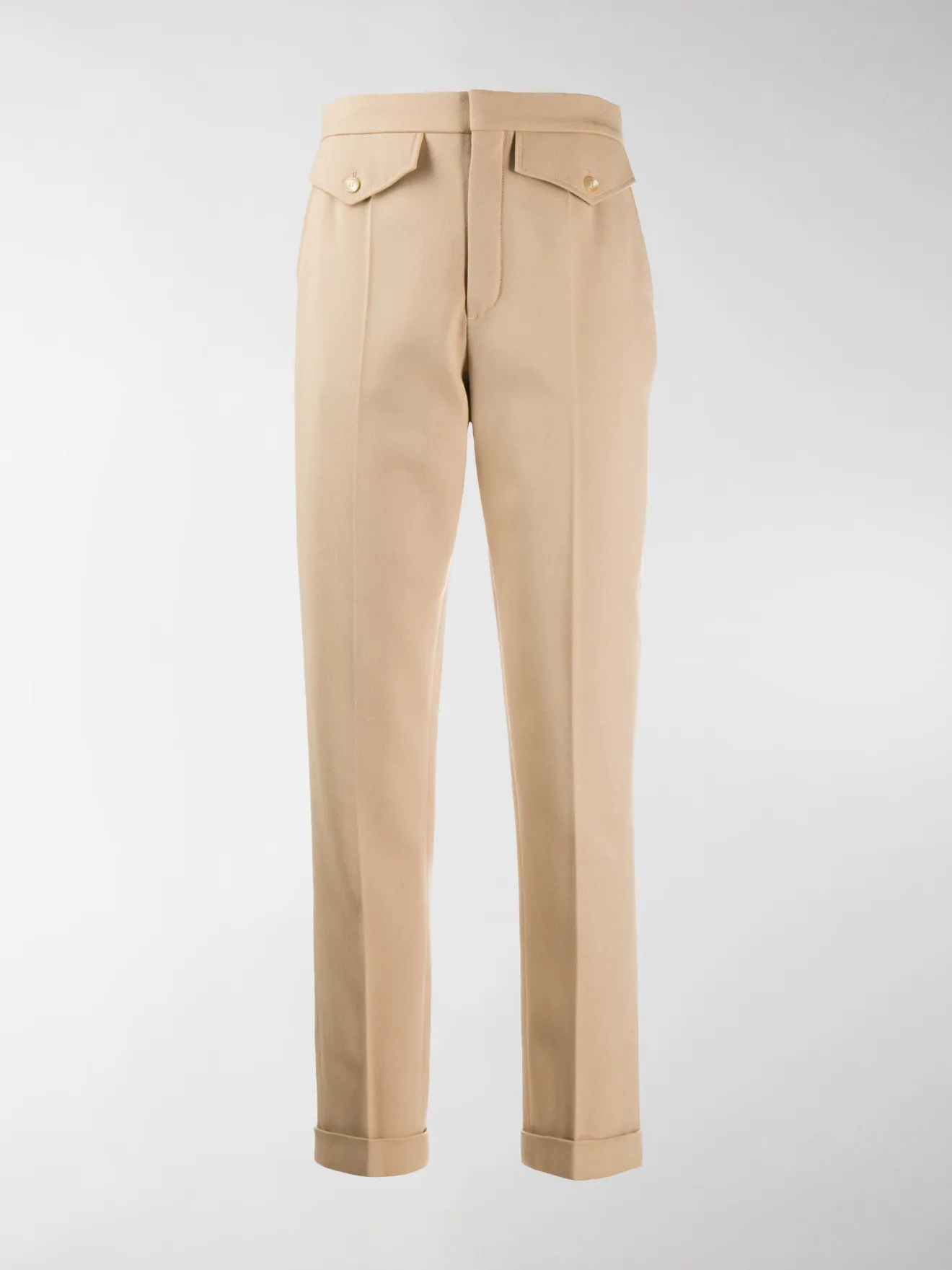 high waisted slim fit trousers