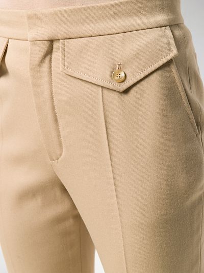 high waisted slim fit trousers