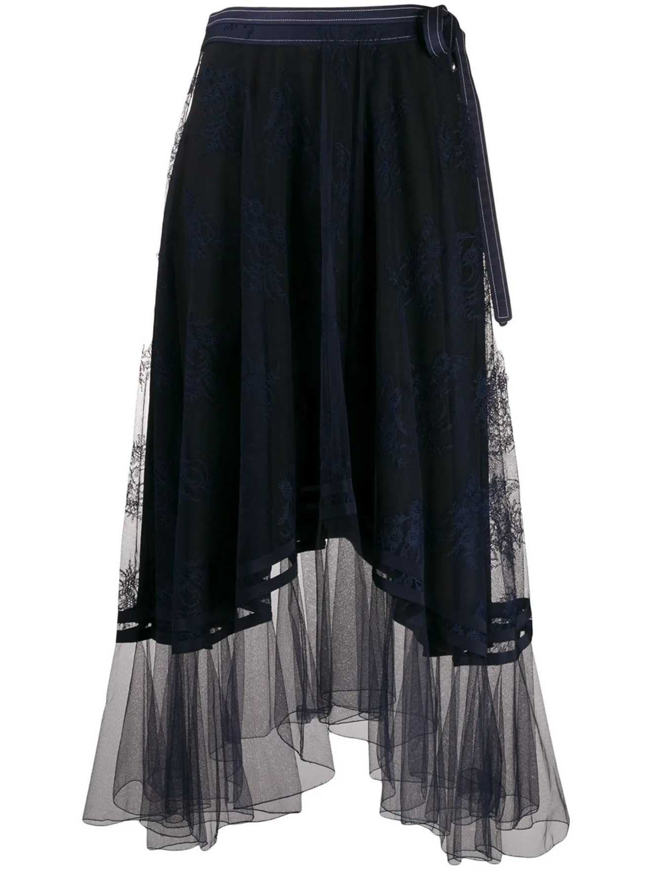 black lace asymmetrical skirt