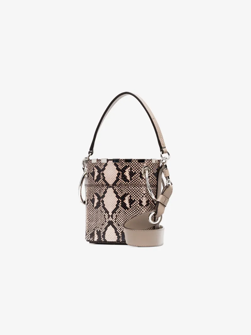 Chloé And Brown Roy Mini Snake Print Leather Bucket Bag Browns