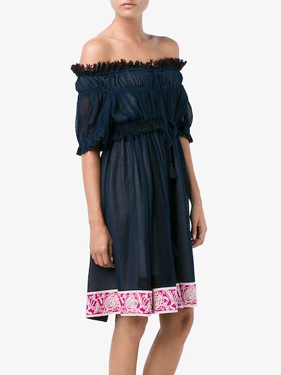 off the shoulder embroidered dress