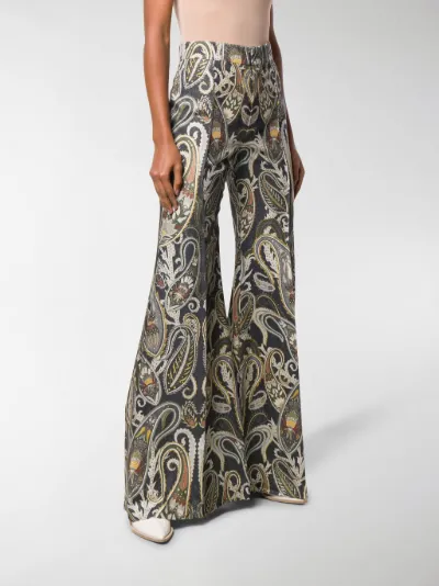 paisley print flared trousers
