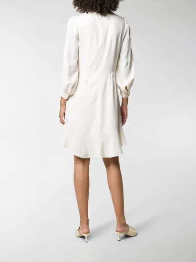 white silk shift dress