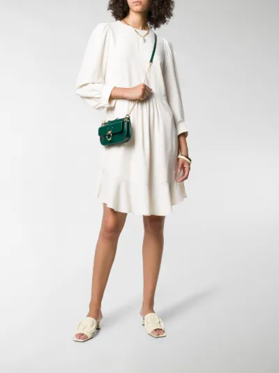 white silk shift dress