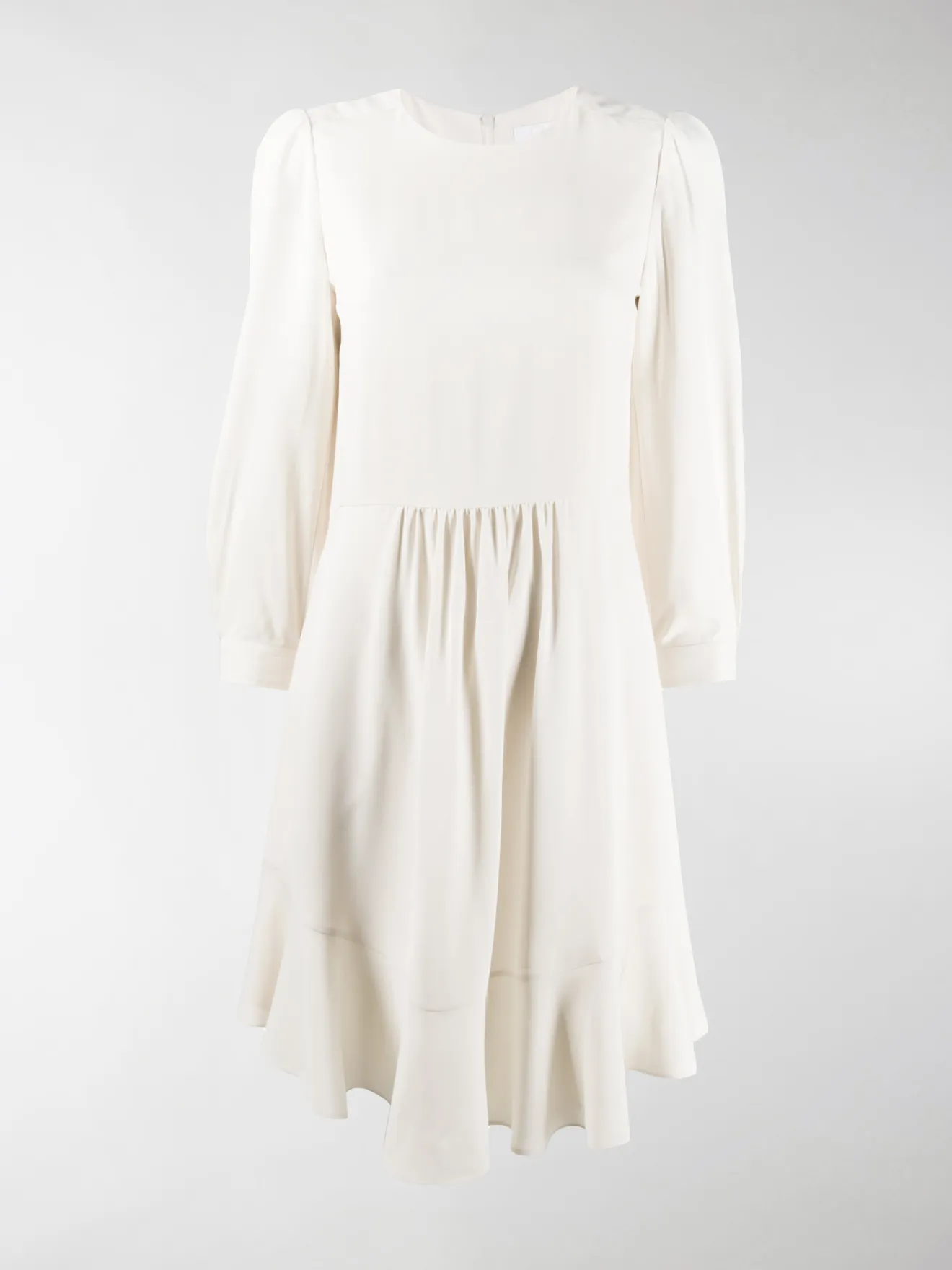 white silk shift dress