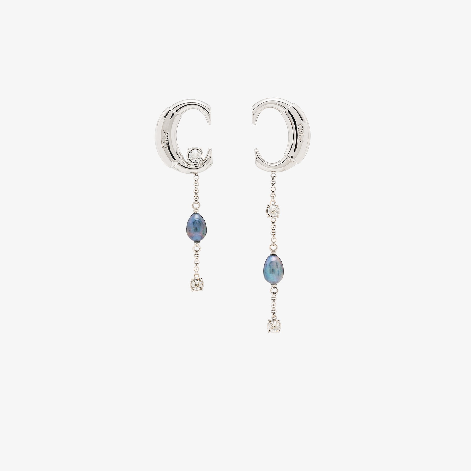 ChloƩ Silver Tone Darcey Pearl Drop Earrings Browns Silver Tone Darcey Pearl Drop Earrings