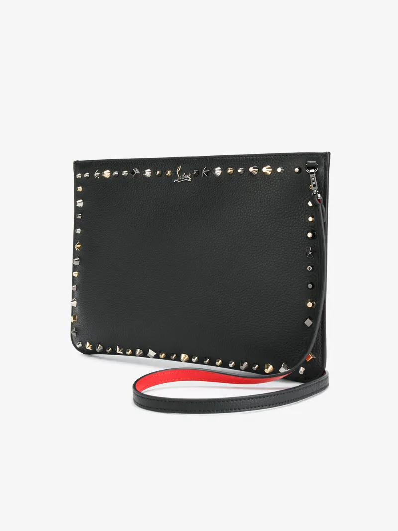 Louboutin Black Empire Trash Leather Clutch Bag Browns
