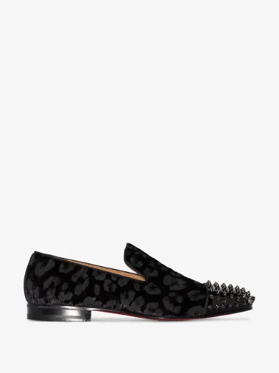 black and leopard loafers