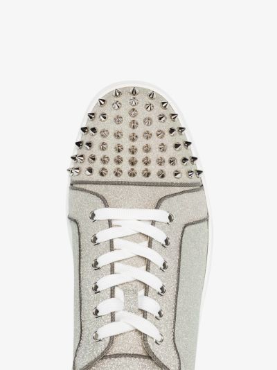 white low louboutins with spikes