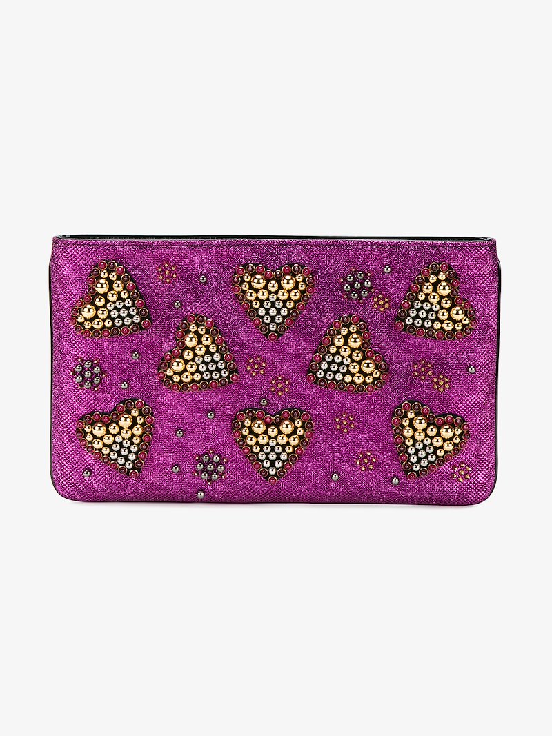 Christian Louboutin pink heart embellished clutch Browns