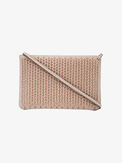 Louboutin Rose Gold Quadro Spike Clutch Bag Browns