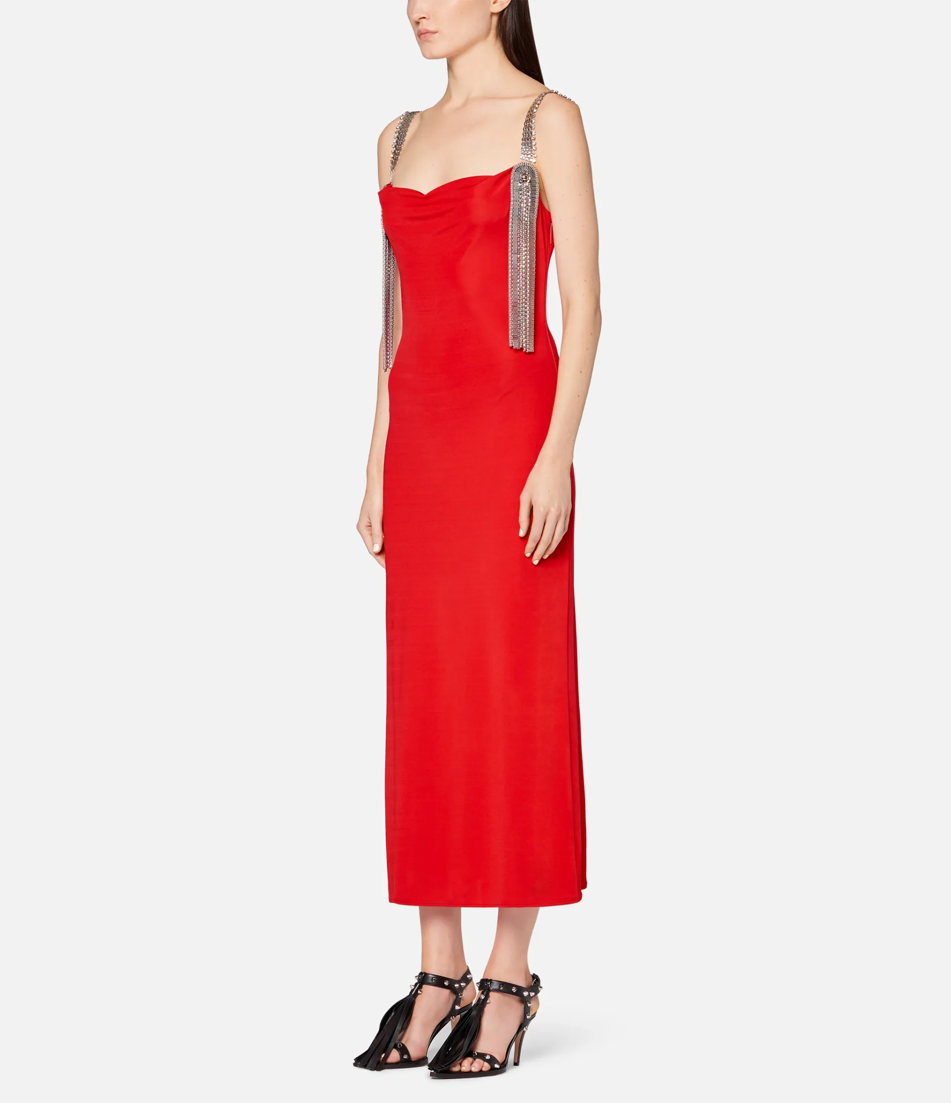 cowl neck jersey dress