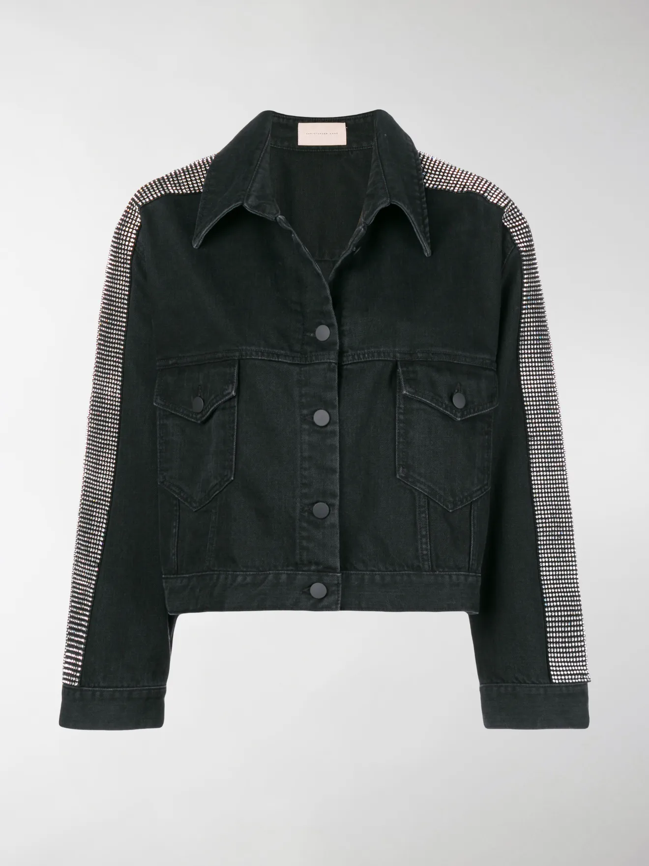 Christopher Kane Crystal Embellished Denim Jacket Black Modes