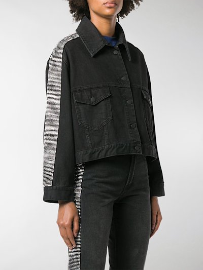 Christopher Kane Crystal Embellished Denim Jacket Black Modes