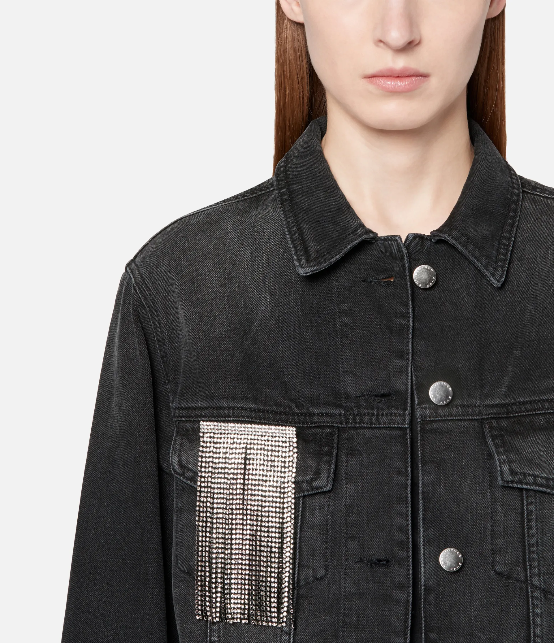 crystal fringe denim jacket