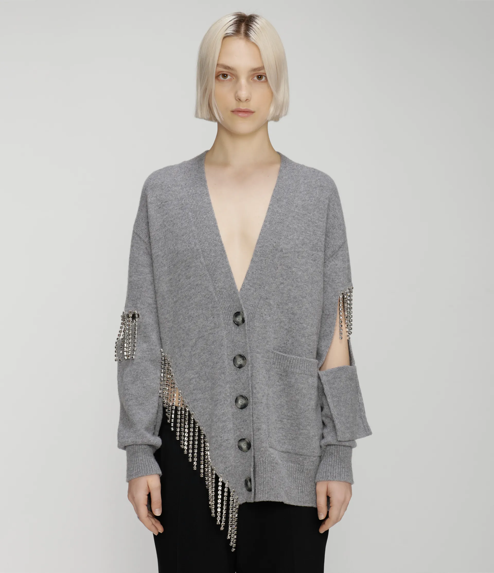 cut-out cupchain knitted cardigan 