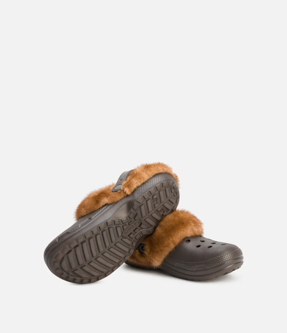 clogs with fur trim