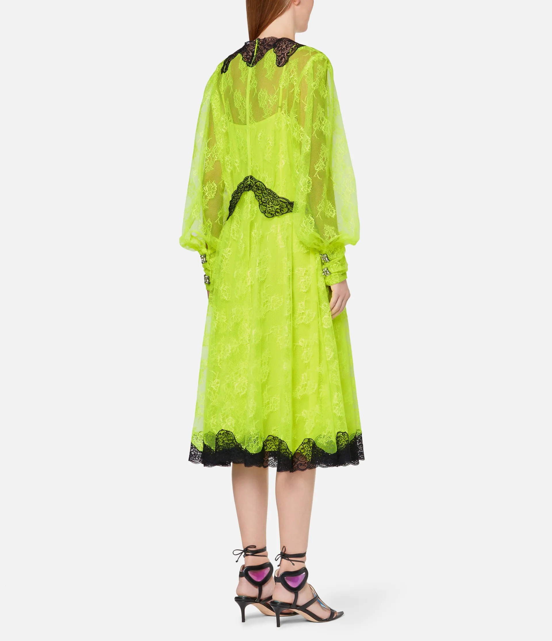 neon green lace dress