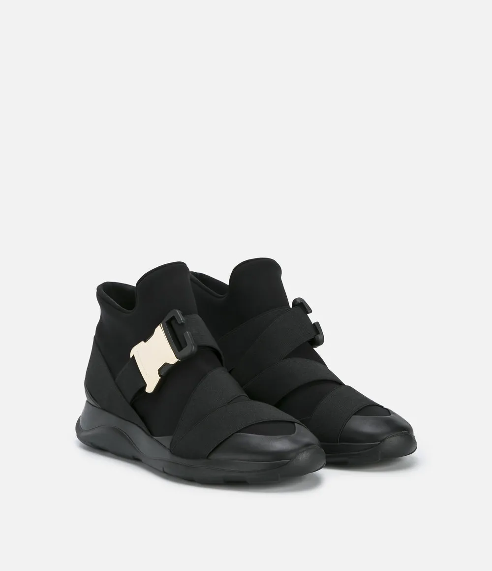 high top buckle sneakers