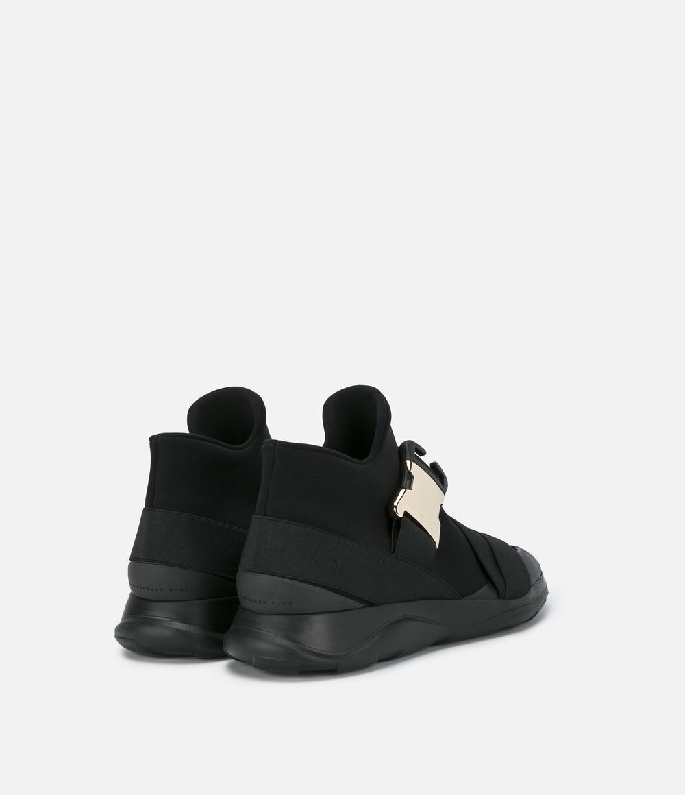 high top buckle sneakers