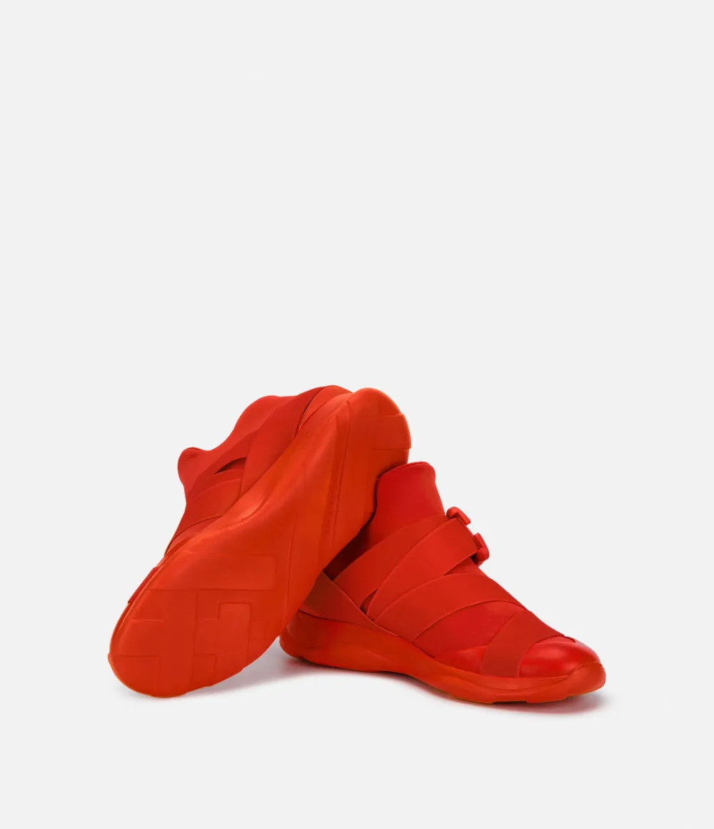 high top buckle sneakers