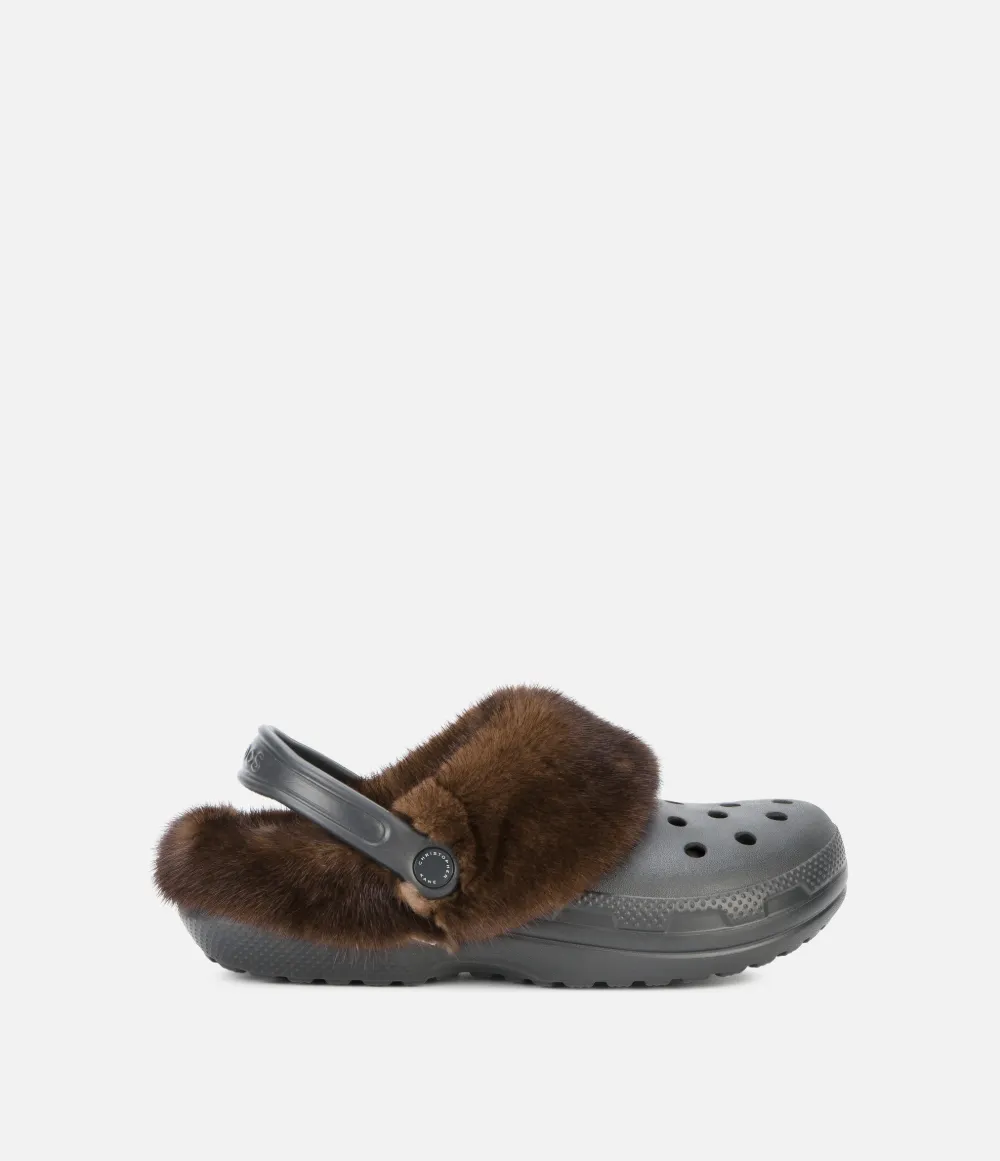 clogs with fur trim