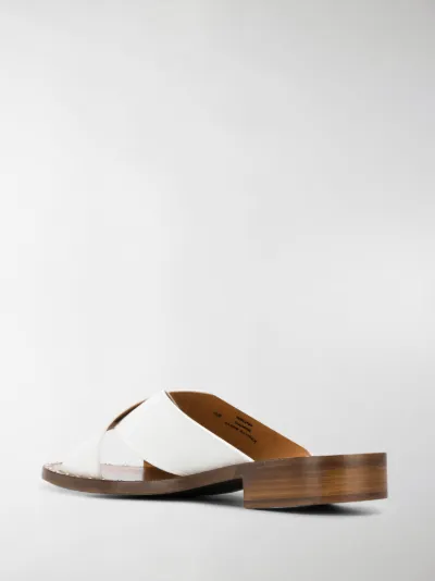 white slip on sandals
