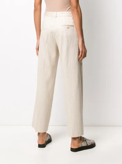 striped straight leg trousers